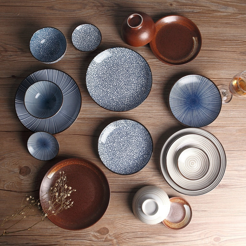 Japanese Traditional Style Ceramic Dinner Plates