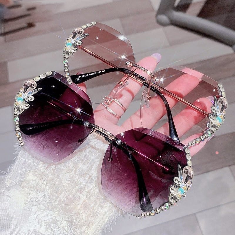 Women Rimless Diamond Sunglasses