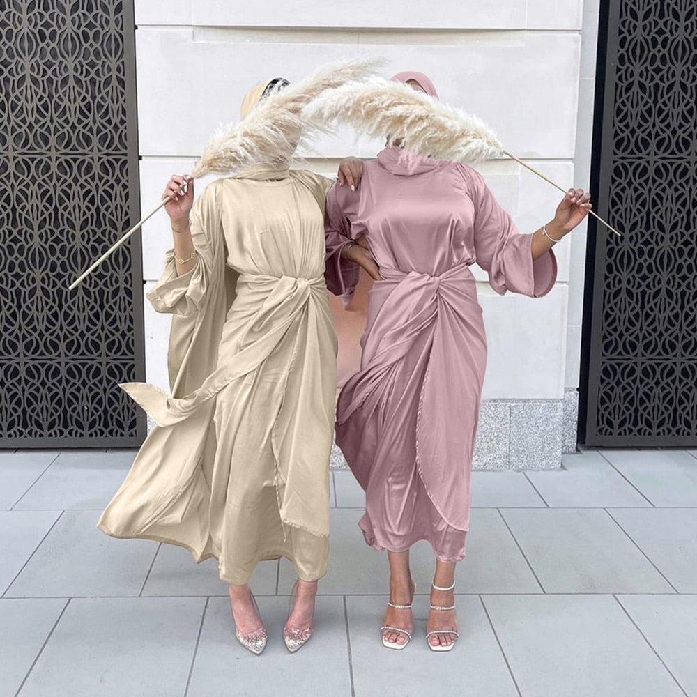 Kaftan Abaya Satin Robe Sets For Women