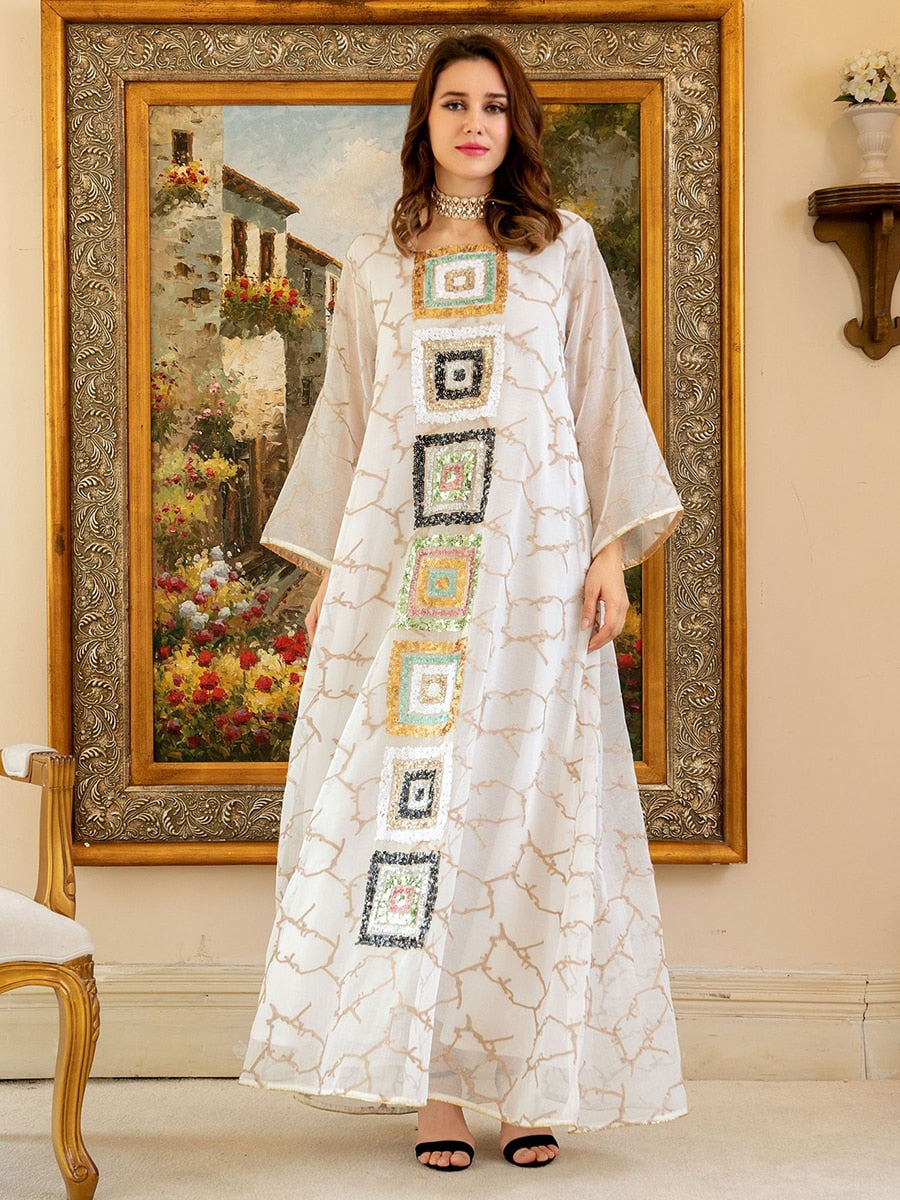 Dubai Luxury Dress Vintage Sequins Embroidery Abaya